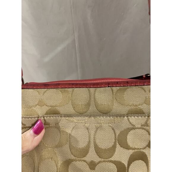 Coach Pink Tan Crossbody Bag Some Stains As Is 7.5 X9 - Picture 15 of 16
